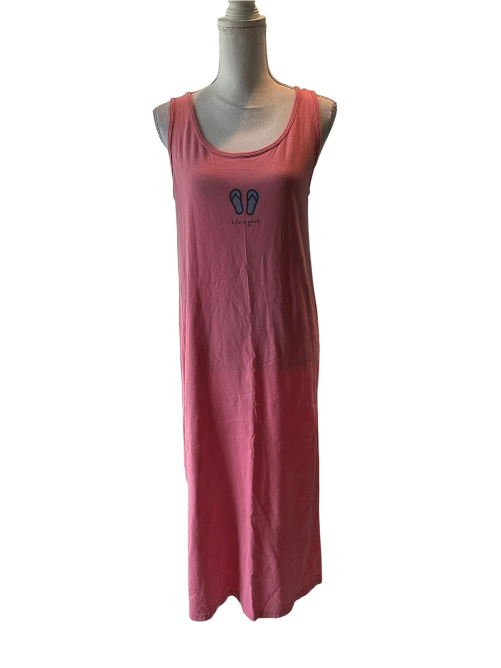 Life Is Good Pink Women's Tank Top with Logo Print